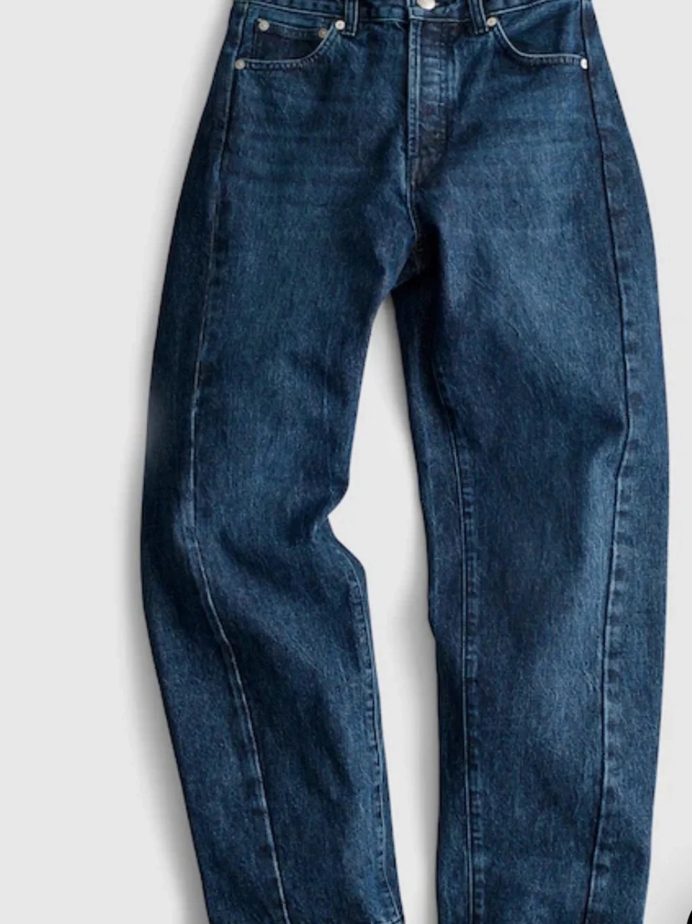 Madewell Pieced Barrel-Leg Jeans Rigid Cotton Blue Denim Mckinney Wash Sz.26 FLA